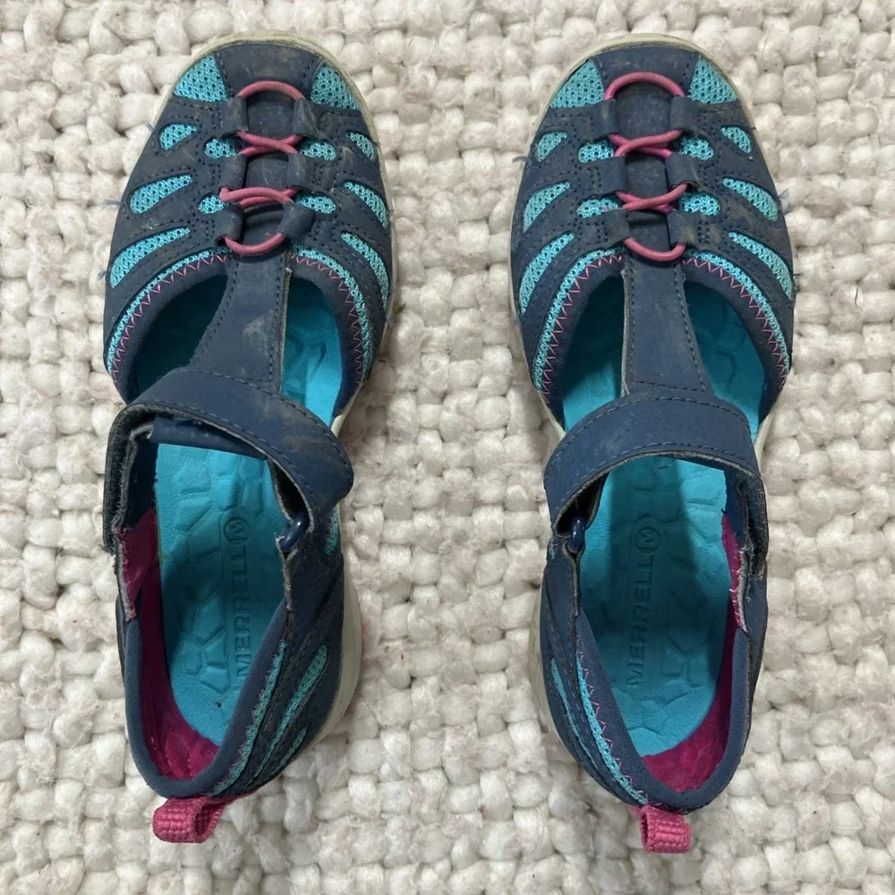 Kids Merrell Hydro Jr‎ Blue Shoes Size 2.0W Sandals Water Outdoors Canoe Beach